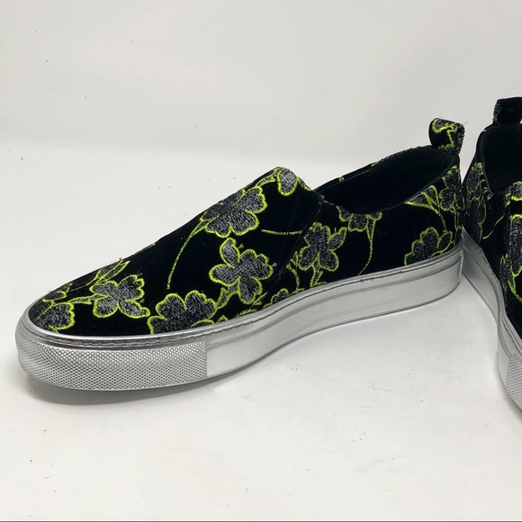 Giambattista Valli Jacquard Sneakers in Black/Lime - Picture 3 of 8
